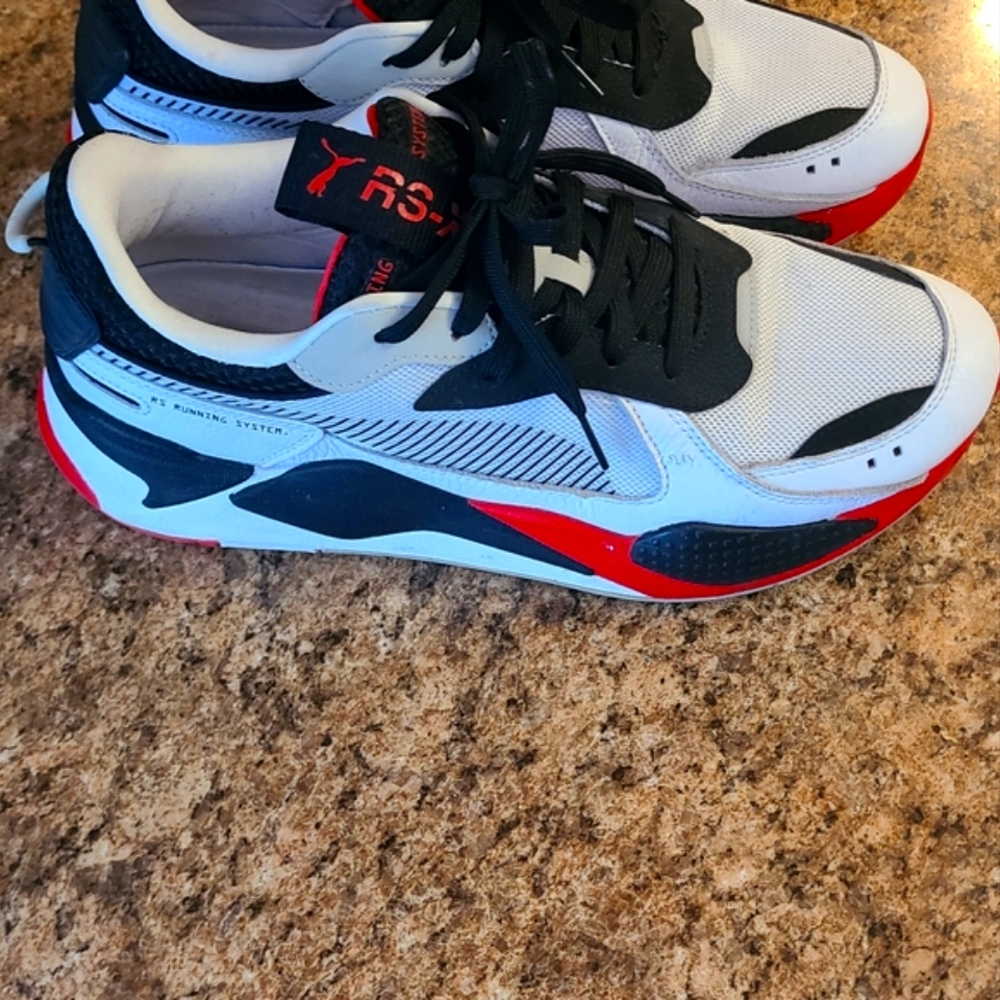 Puma RSX White and Black Sneakers with Red Accents - Picture 2 of 4